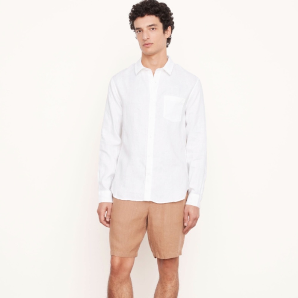 VINCE - Mens White Linen Long Sleeve Shirt - MSRP $225 - Various Sizes - NWT